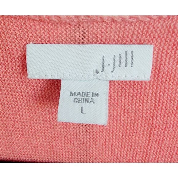 J. Jill L Linen/Cotton‎ Short Open Front Cardigan Womens Coral L/S  Large - Picture 6 of 7